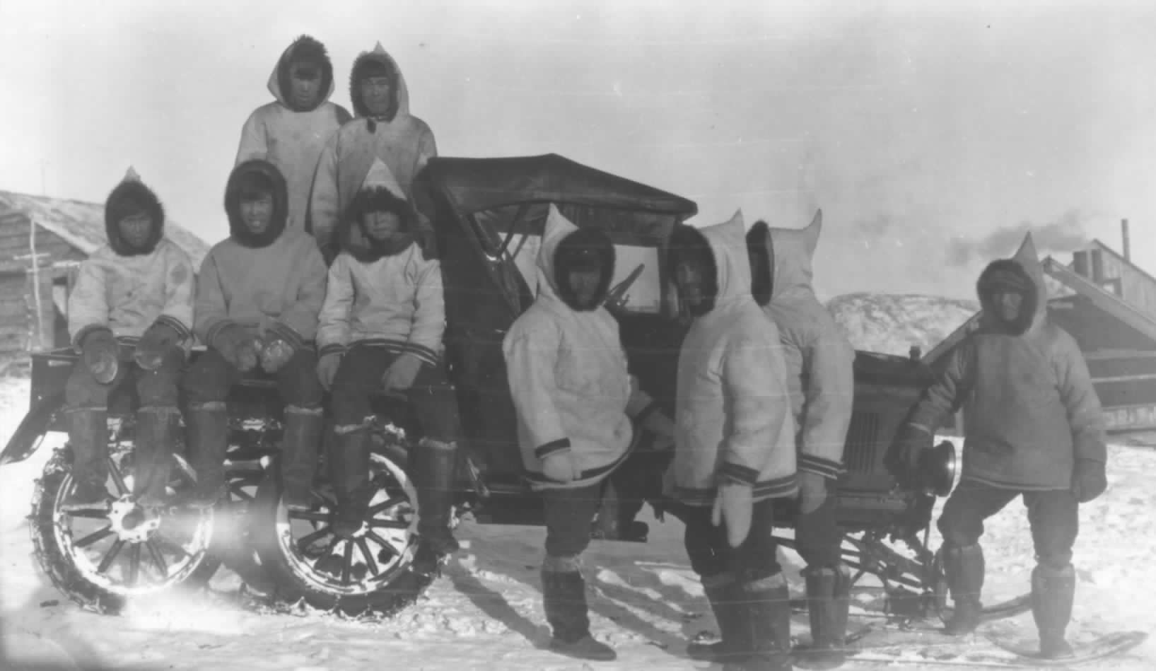 Labrador's first snowmobile was brought to the area in 1927. Photo courtesy of the Peary-MacMillan Arctic Museum, Bowdoin College. 