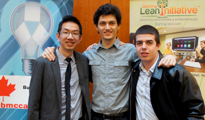 (Left to right) Joseph Teo, Sahand Seifi and Anthony Sartor finished fourth at a national business development competition.